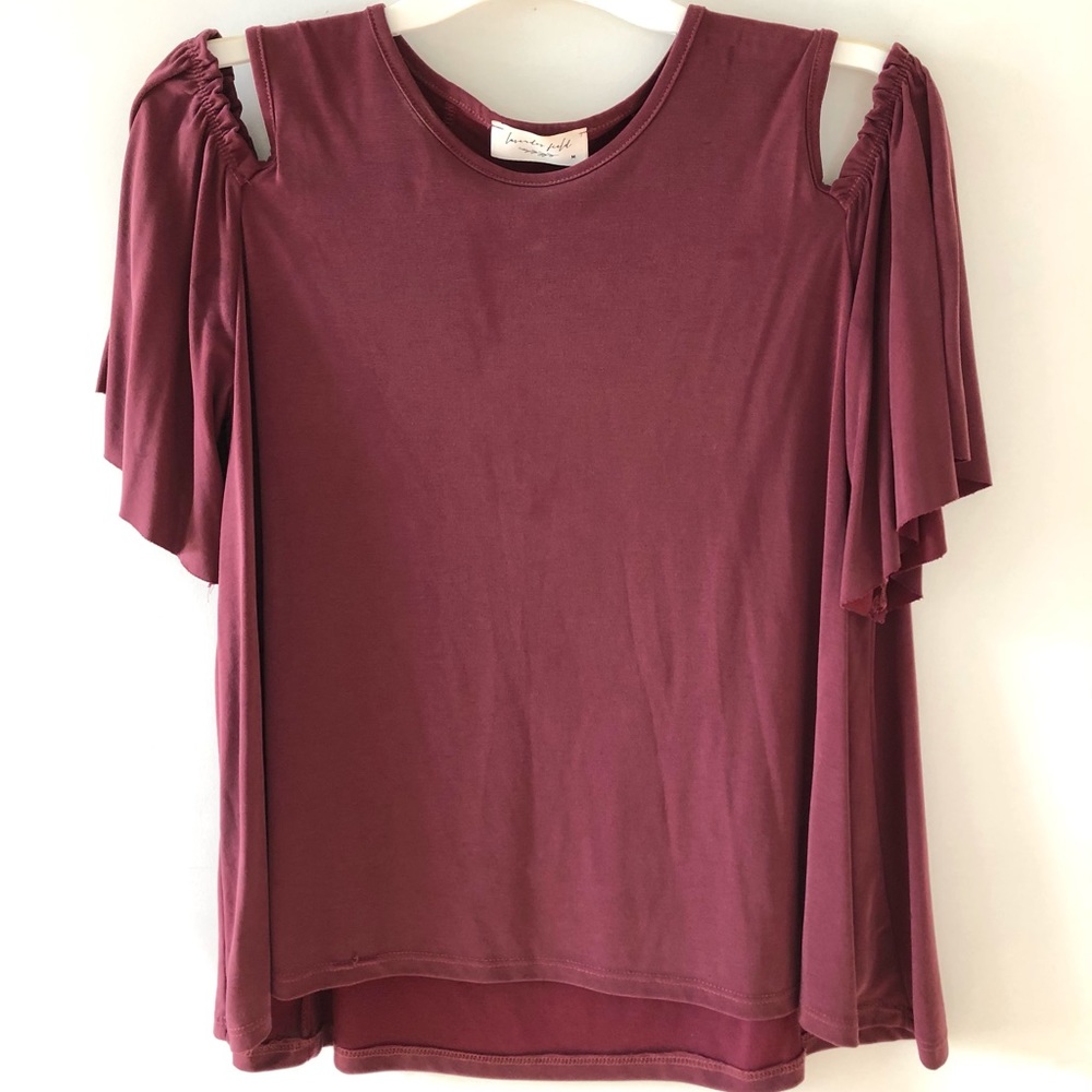 Faded Burgundy Cold Shoulder Blouse